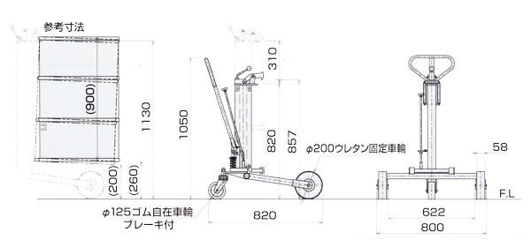 ハマコS.S ドラム缶リフトカート（油圧式） DC-02|工具、大工道具