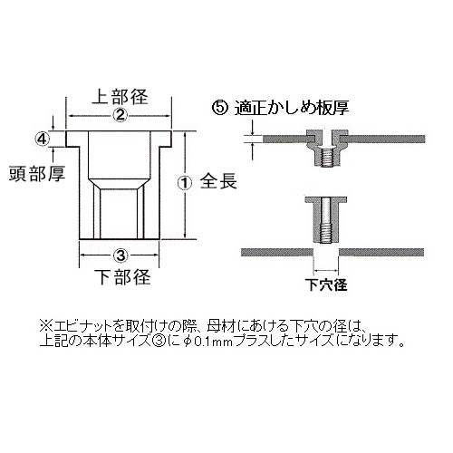 エビ/ロブテックス エビナット アルミ製(凸頭) エコパック(25本入