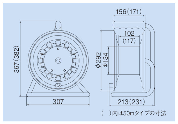 ハタヤリミテッド 電工ドラム 50m VCT2.0mm²×3心 温度センサー