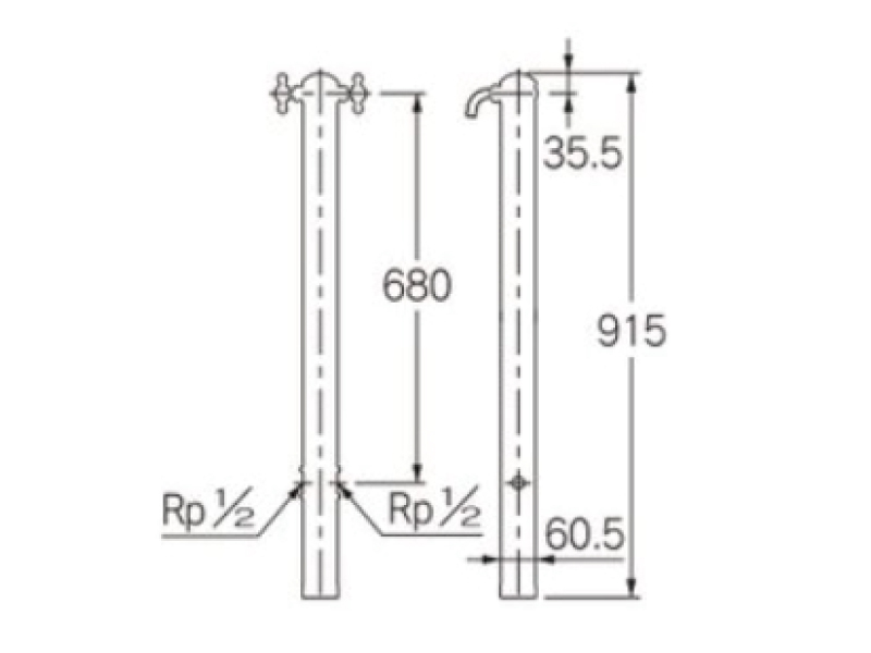 カクダイ-ガーデン 共用ステンレス混合栓柱 #624-212|工具、大工道具