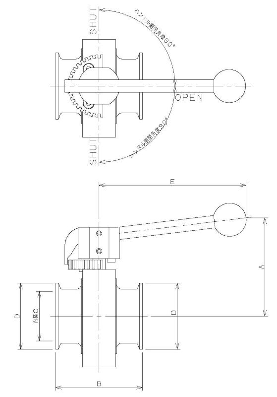 カクダイ-配管資材 サニタリーバタフライバルブ #691-30-A|工具、大工