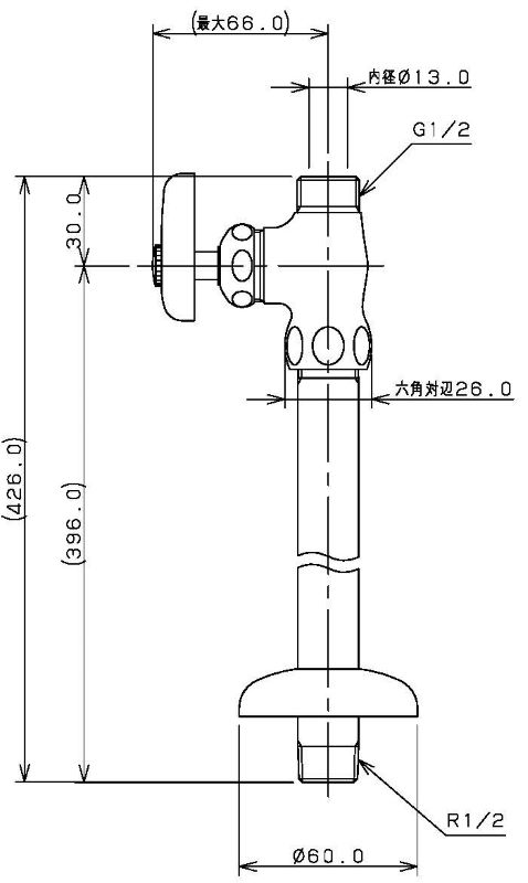 カクダイ ストレート形止水栓 709-506-13 - 洗面用設備