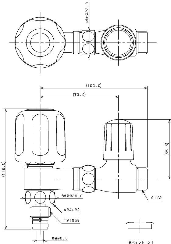 カクダイ-止水栓・バルブ 分水用水栓上部 #799-004|工具、大工道具