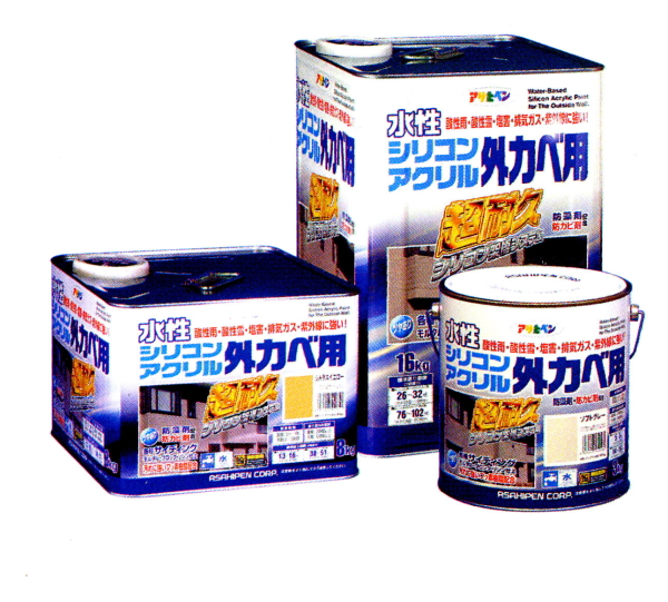アサヒペン　水性シリコンアクリル　外カベ用塗料　１６ｋｇ　ソフトグレー - 3