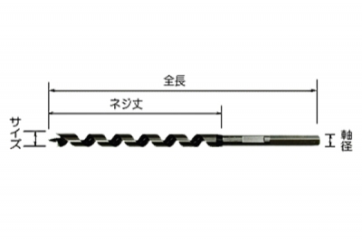 超硬座掘錐　小口径　No.28S　ドリル　ロング　12mm　全長280mm