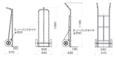 スチールパイプ二輪運搬車