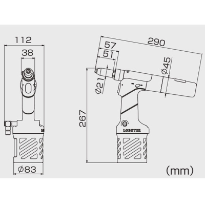 エアーリベッター　吸引排出機構付　φ2.4、3.2、4.0、4.8mm