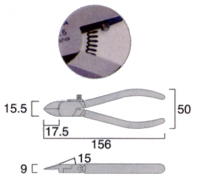 極細プラスチックニッパ（ラウンド刃）　150mm