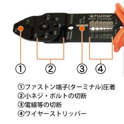 万能電工ペンチ　ファストン端子用