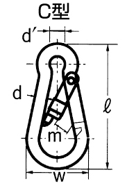 カラビナハーケン　C型　スチール製