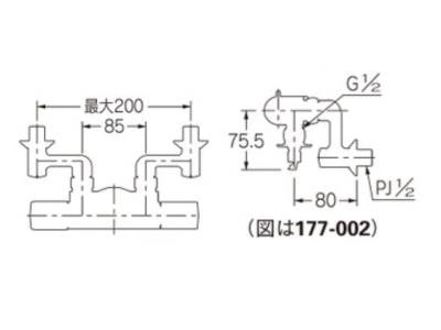 洗濯機用ｻｰﾓｽﾀｯﾄ混合栓(ｽﾄｯﾊﾟｰつき)