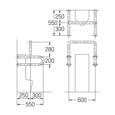 ストール小便器用手すり【受注生産品/価格･納期別途お見積】
