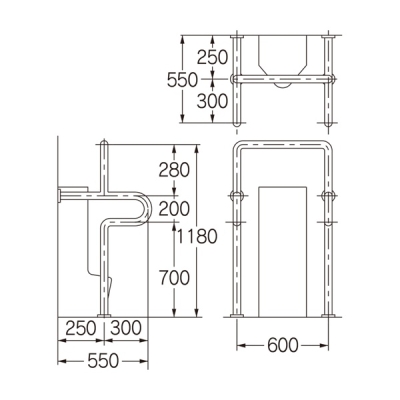 ストール小便器用手すり【受注生産品/価格･納期別途お見積】
