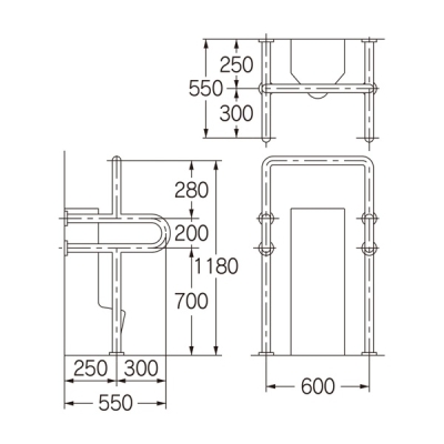ストール小便器用手すり【受注生産品/価格･納期別途お見積】