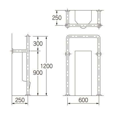 ストール小便器用手すり【受注生産品/価格･納期別途お見積】