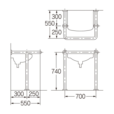 洗面器・手洗器用手すり【受注生産品/価格･納期別途お見積】