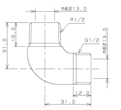 フレキ用エルボ（クローム）