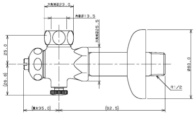 D式止水栓本体（ナットつき）