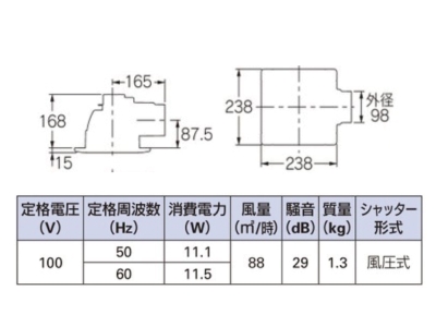 天井埋込型換気扇