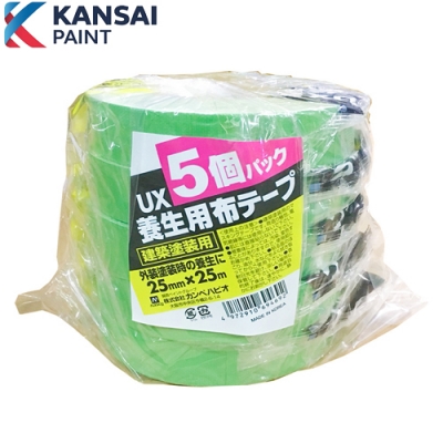 ＵＸ養生用布テープ　5本パック　25mm巾×25m　グリーン