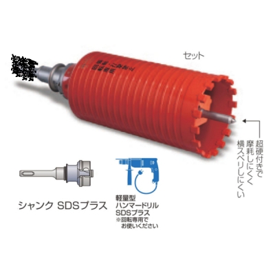 ポリクリック ドライモンドコアドリル セット SDSプラスシャンク（110mmφ）