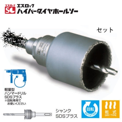 エスロック ハイパーダイヤホールソー セット SDSプラスシャンク（25mmφ）