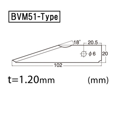 VM型ナイフ用替刃　ハガネ・片刃　1枚入
