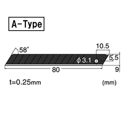 軽作業用カッター替刃　黒薄刃　50枚入