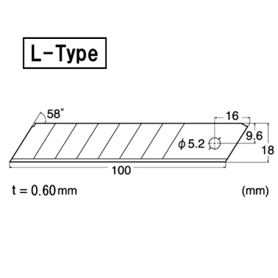 厚物切り作業用カッター替刃　厚刃（0.6mm厚）　5枚入