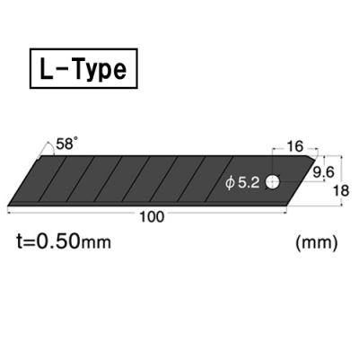 厚物切り作業用カッター替刃　黒厚刃（0.5mm厚）　50枚入