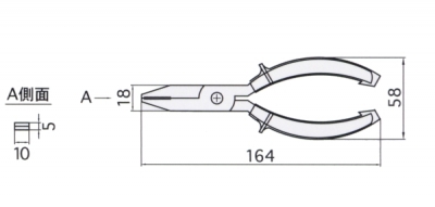 防爆フラットノーズプライヤー　160mm