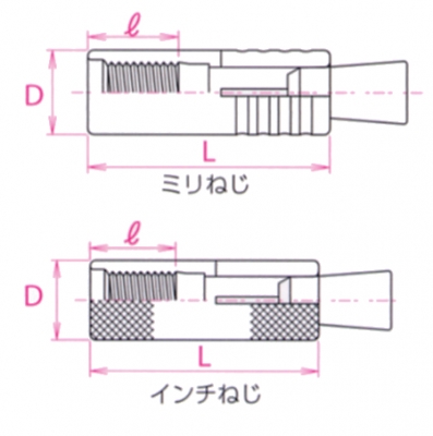 グリップアンカー　GA-D型　スチール(溶融亜鉛めっき)　♀M10×全長70mm (50本入)