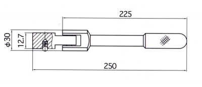 防爆スピンナハンドル　250mm　差込角12.7mm