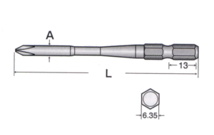 スーパースリム トーションビット 片頭 (+)1×65mm 2本入 マグネット付