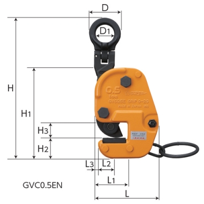 スーパー 横吊クランプ 自在型ロックハンドル式 細目仕様 GVC0.5EN 横