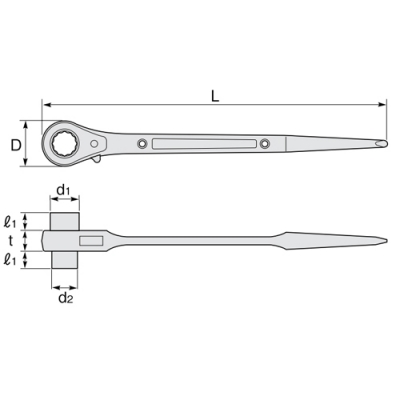 両口ラチェットレンチ　シノ付き　23×26mm