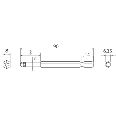 電動ドリル用ボールポイントビット　対辺10mm