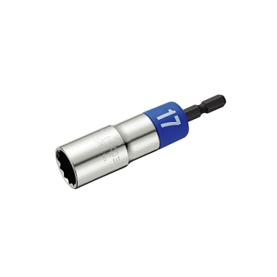 電動ドリル用 αアルファ足場クランプソケット (6.35角軸)　対辺17mm　兼用クランプ対応