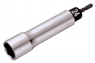 電動ドリル用 αアルファソケット ロングタイプ (6.35角軸)　対辺24mm