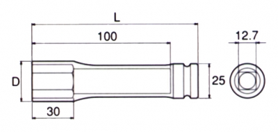 建築用ロングインパクトソケット(差込角12.7mm) 対辺17mm