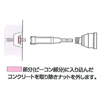 電動ドリル用ソケット ピーコン用 ギザ付ロング(6.35角軸) 対辺12mm