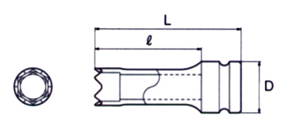 インパクトレンチ用ソケット ピーコン用ギザ付(差込角12.7mm) 対辺12mm