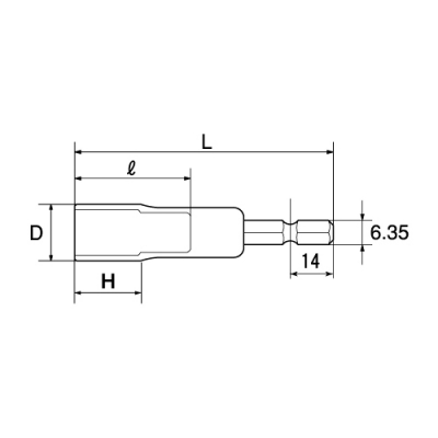 電動ドリル用ソケット ピーコン用(6.35角軸) 対辺12mm