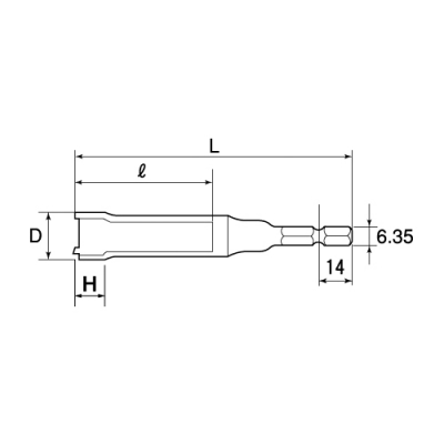 電動ドリル用ソケット ピーコン用チップ付(6.35角軸) 対辺12mm