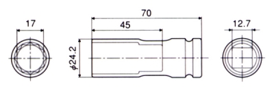 インパクトレンチ用足場クランプソケット(差込角12.7mm) 対辺17mm