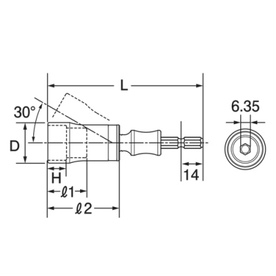 電動ドリル用ユニバーサルショートソケット　対辺19mm