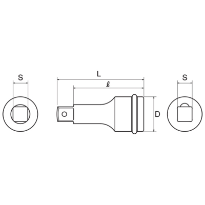 インパクト用エクステンションバー 差込角19.0mm 全長：175mm