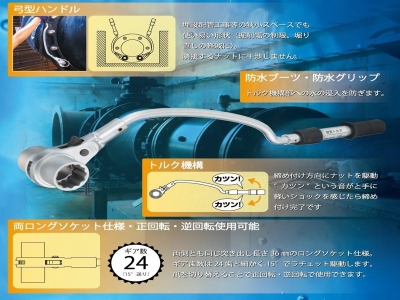 水道本管用弓形トルクレンチ(単能型・ギア数24)対辺36mm