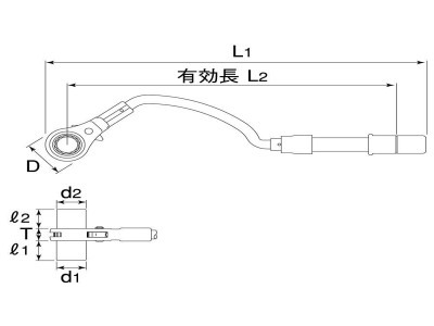 水道本管用弓形トルクレンチ(単能型・ギア数24)対辺36mm