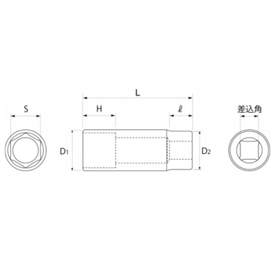 サーフェイスディープソケット(差込角12.7mm)　6角　対辺36mm